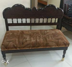 Brown Wooden Frame Padded Bench