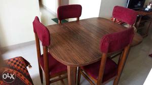 Brown Wooden Table With 4 Chair Set