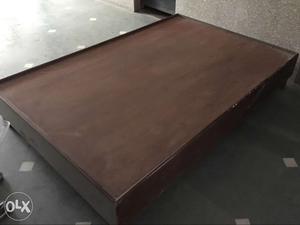 Brown Wooden single Bed With Mattress