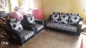 Gray White And Black Pinstripe Sofa Chair And Sofa