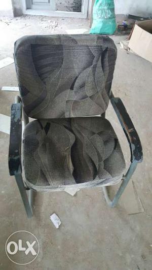 Grey And White Metal Cantilever Chair