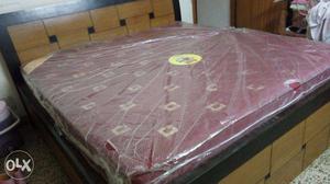 King Size bed PU finished and Sleepwell 10" Mattress with