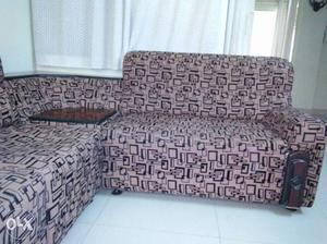 Pink And Black Printed Sectional Sofa