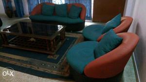 Pink And Blue Sofa Set