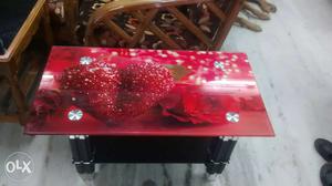 Red And Black Wooden Table