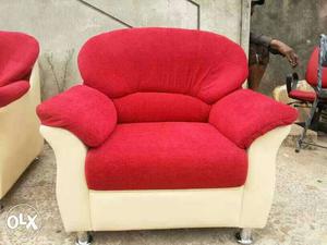 Red And White Cushioned Armchair