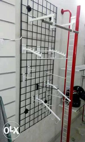 White Black And Red Metal Rack