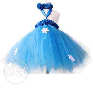 Baby Girl Floral Tutu Dress in Blue