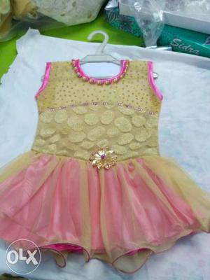 Children's Yellow And Pink Tank Dress