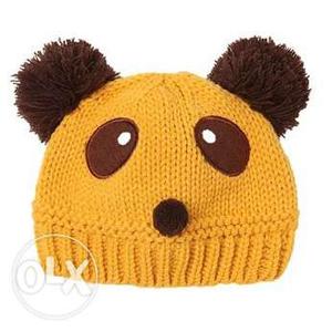 Cute Yellow Panda Baby Winter Wear Cap for Kids