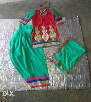 Women's Red Brown And Green Dress