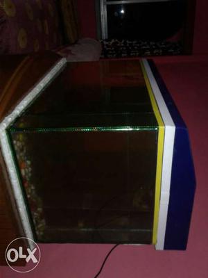 Blue White And Yellow Steel Framed Fish Tank
