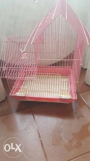 Pink And Red Wired Pet Cage