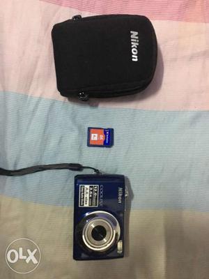 Blue Nikon Coolpix Compact Camera
