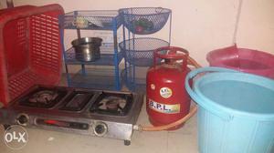 Gas cylinder (Small)with stove and other items