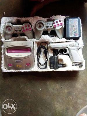 Gray And Pink Sega Genesis Game Console Set