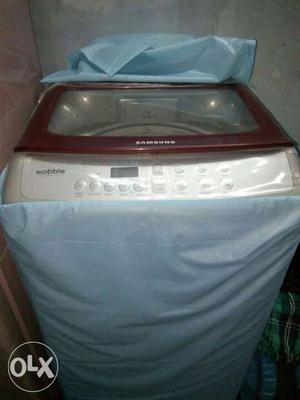 White And Brown Samsung Top Load Washing Machine