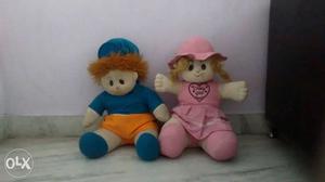 2 Blue And Pink Plush Toys