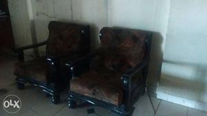 2 single seater wooden sofa with cushion