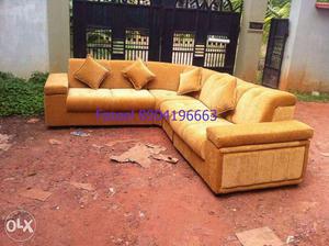 Brand new design dark beach color sofa set with 3 year