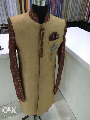 Brown And Maroon Floral Ceremonial Dress