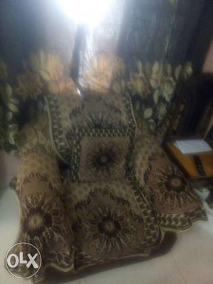 Brown And Red Floral Sofa Chair