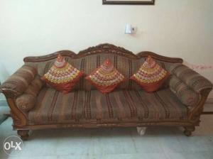 Brown And Red Wooden Sofa