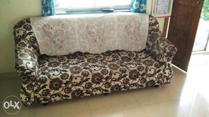 Brown Floral Cushion Couch