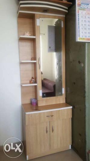 Brown Wooden Cabinet With Shelf And Mirror