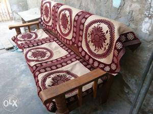 Brown Wooden sofa 5 Seater with new covers