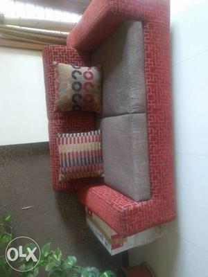 Gray And Red Cushion Loveseat