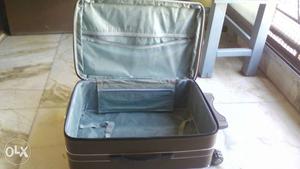 Gray Leather Travel Luggage