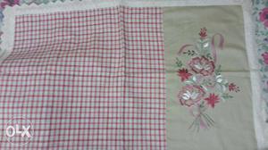 Grey Red And White Floral Blanket