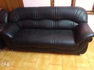 New Black lavish leather sofa set 3+1+1 going for cheap