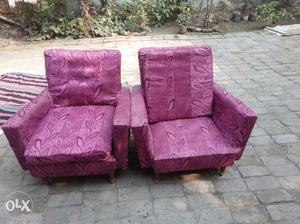 Purple Leaf Print Sofa Chairs