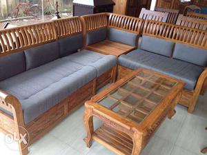 Teakwood corner type sofa set