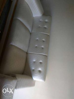 White Leather Tufted 7 Seat Sofa