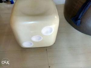 White plastic stool - dice shaped