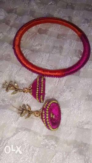 Women's Silk Bracelets And Silk Thread Jhumkas