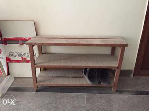 Wooden shoe rack uncovered