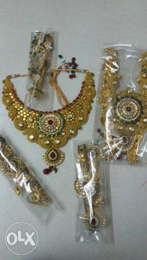 1gram gold bridal set, short and long necklace,
