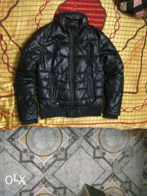 Black Leather Fully Zipped Jacket