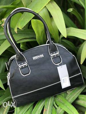 Black Leather Reaction Handbag