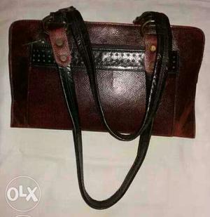 Brown And Black Leather Shoulder Bag