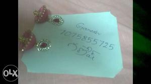 Diamond Red Gem Stone Pink Earrings
