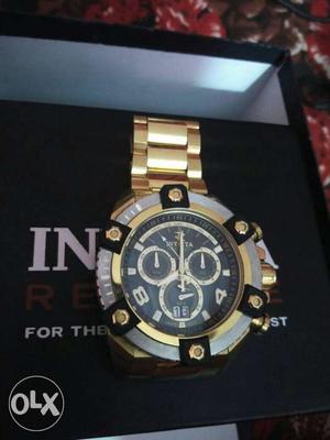 Gold Linked Invicta Chronograph Watch Will Box price