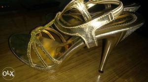 Golden bridal sandals, feet size 39, heel size 6