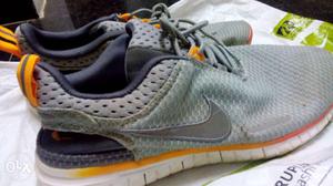 Gray Yellow White Nike Free Run