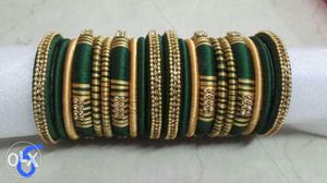 Green And Gold Bangle Bracelet Lot