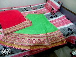 Green And Red Sari